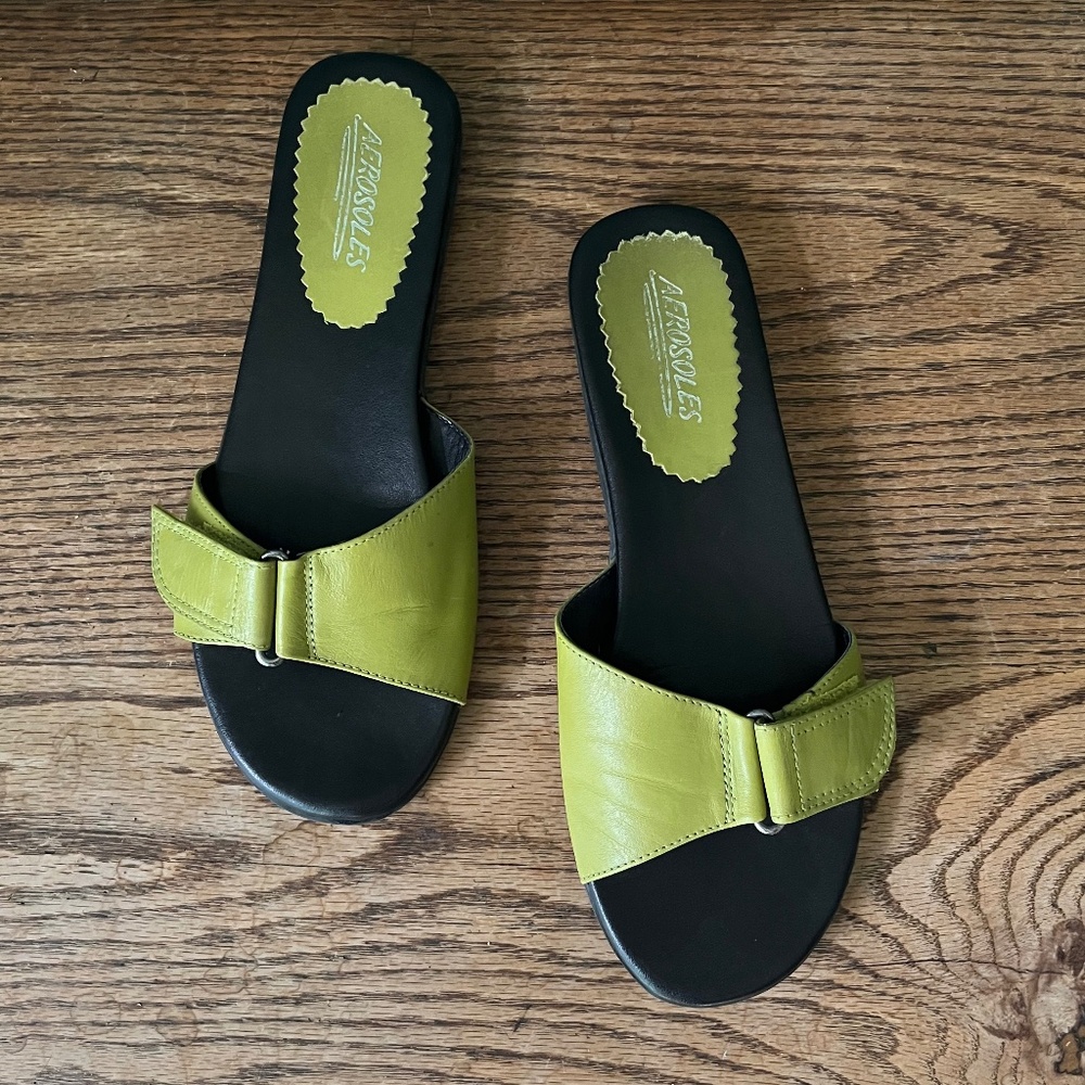 Aerosoles Slip In Sandal w/ Leather Upper with Flexible Cushioned Sole Size 7